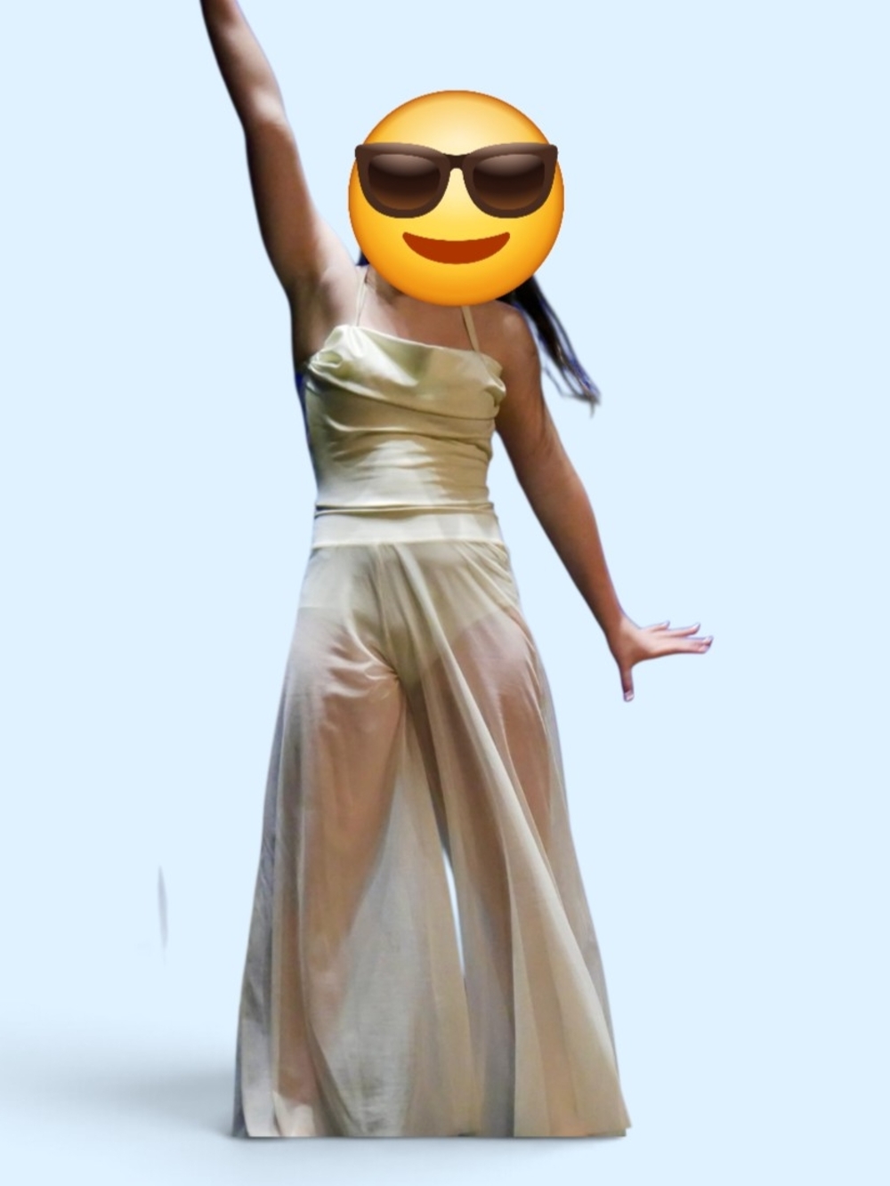 Sheer Wide-Leg Satin Jumpsuit in Ivory
